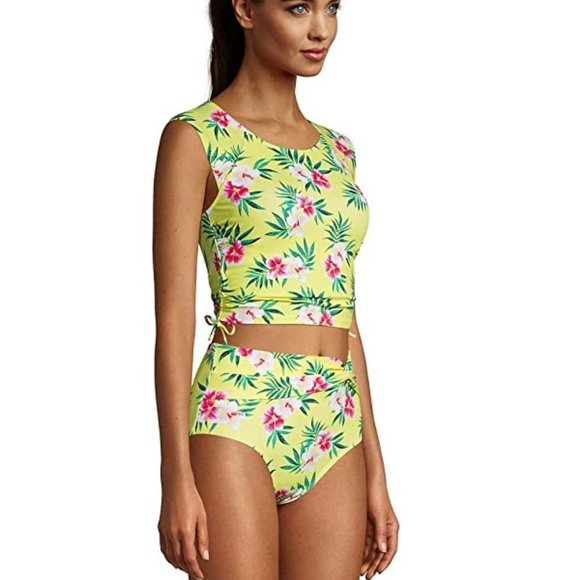 Lands End Women's Modest Adjustable High Neck Bikini Top Size 2 $70 9B386 - Picture 1 of 2